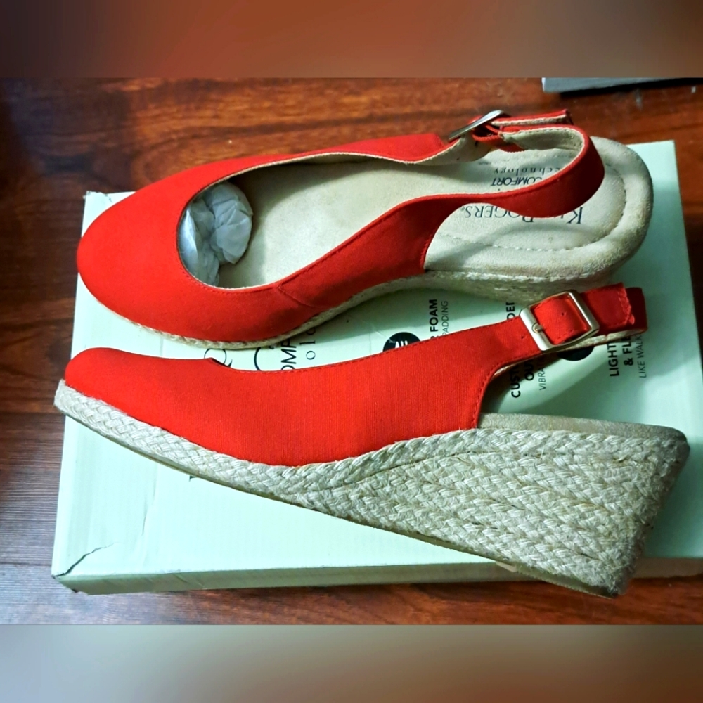 Red Espadrille Wedge Sandals